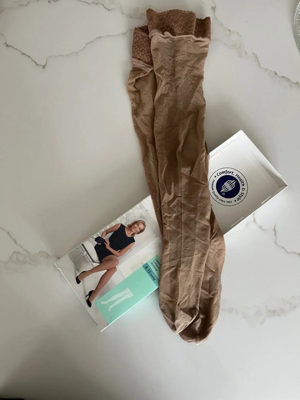 JOBST UltraSheer Support Compression Stockings - Thigh High Silky Beige Medium